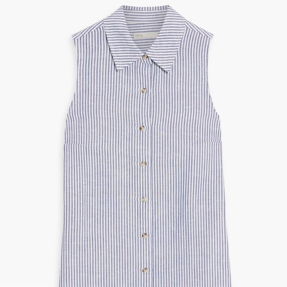 ONIA - AIR LINEN SLEEVELESS SHIRT DRESS - DEEP ULTRAMARINE - MEDIUM